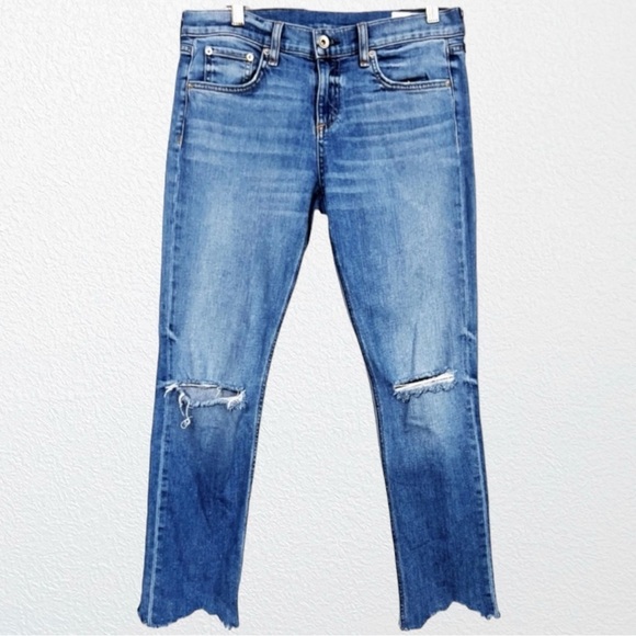 rag & bone Dre Ankle Slim Boyfriend Halsey with Holes SZ 26 - Picture 2 of 9